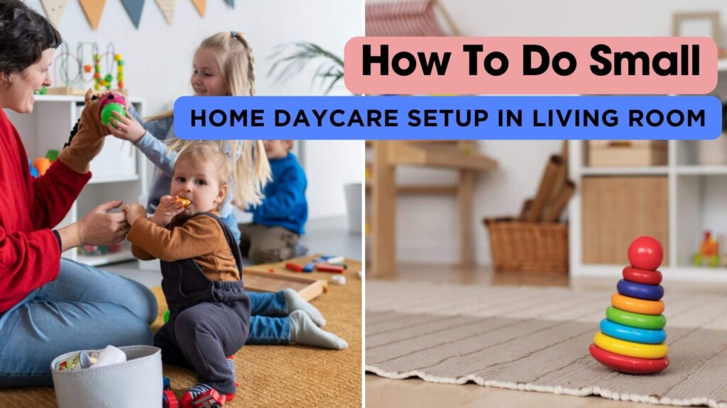 small home daycare setup in living room